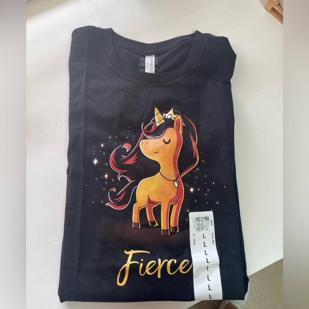 Unstable Unicorns TeeTurtle Navy Blue Fierce Unicorn Tee Shirt, L